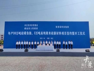 年產(chǎn)30萬噸硅碳負極新材料項目在內(nèi)江開建